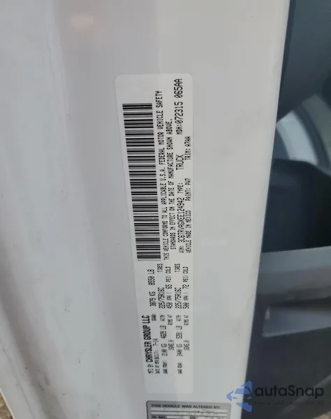 2014 Ram Promaster 1500 1500 Standard from USA, damaged, VIN 3C6TRVAGXEE124942